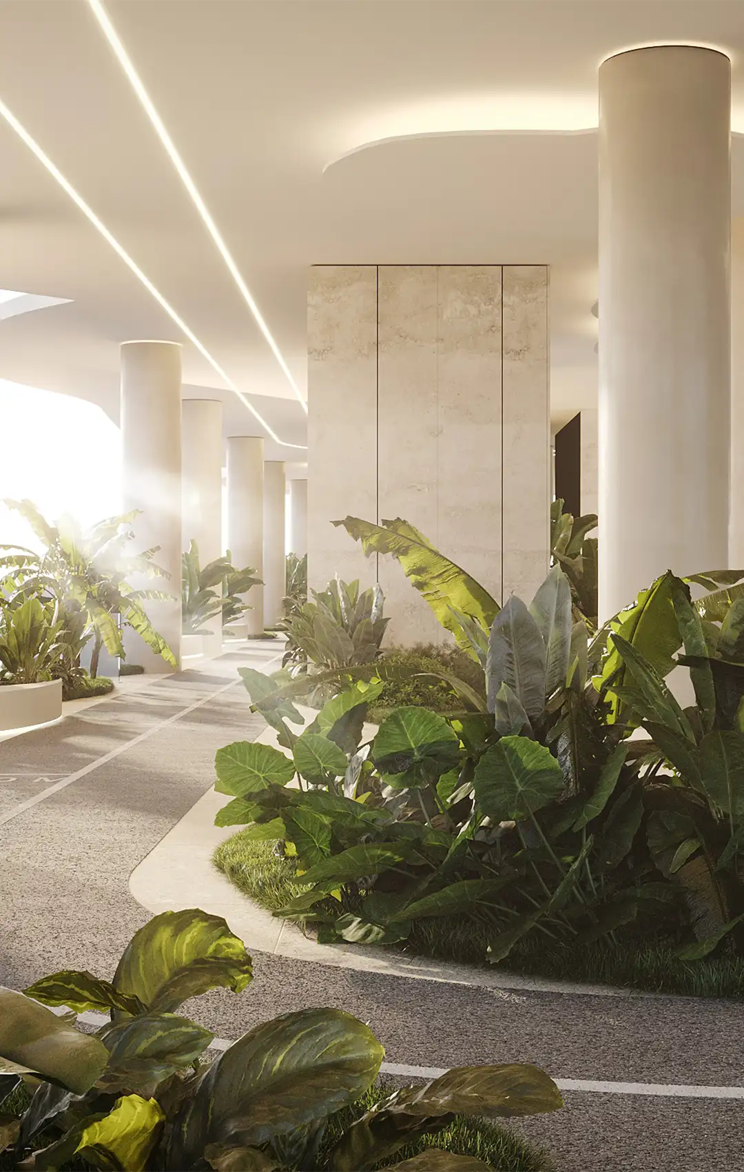 AMRA beachfront infinity pool under palm trees