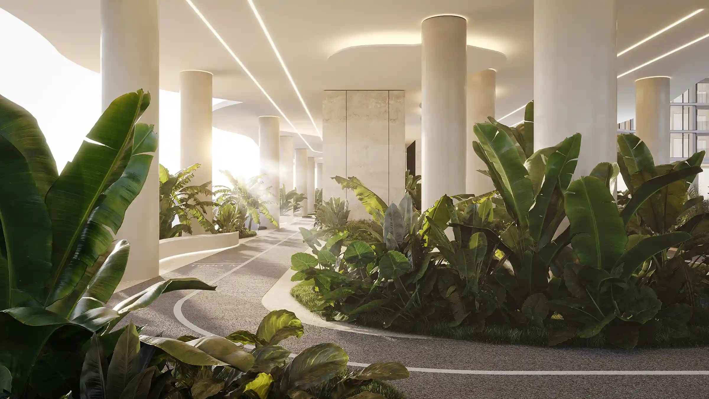 AMRA beachfront infinity pool under palm trees